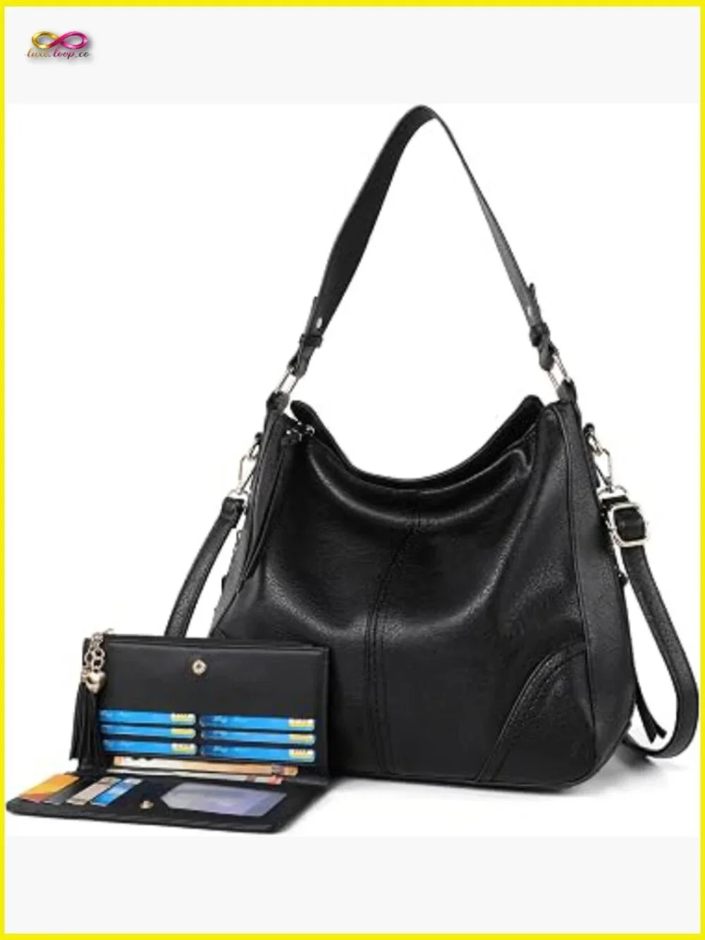 Hobo Bags Set Crossbody Tote with Adjustable Strap 2pcs Stylish